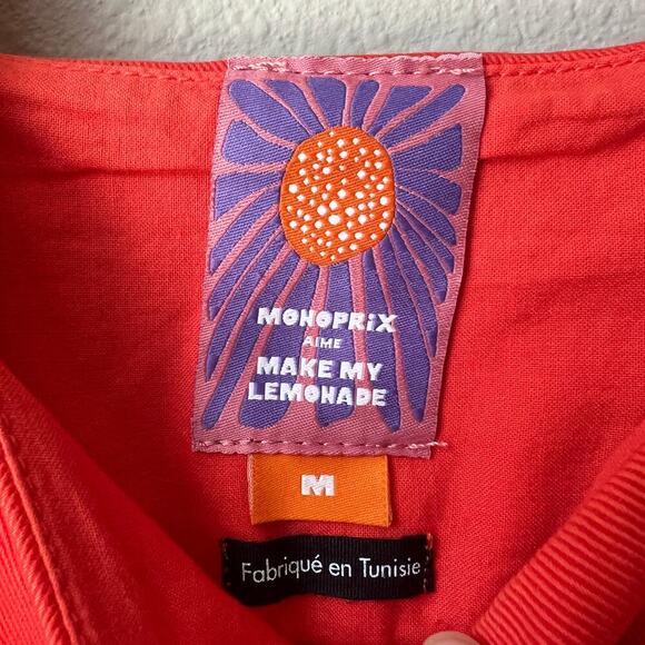 Monoprix X Make My Lemonade Red Twill Mini Dress Size M - Picture 5 of 6